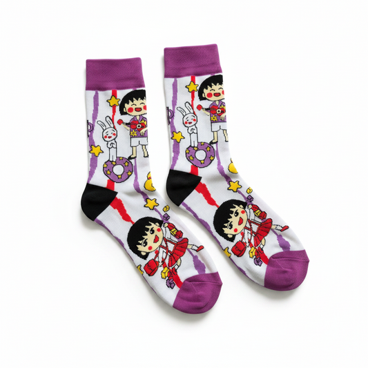 "Chibi Charm" Maruko-chan Graphic Crew Socks