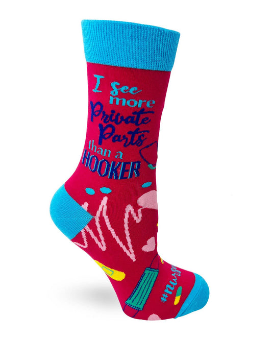 Fabdaz - I See More Private Parts Than a Hooker Women's Crew Socks