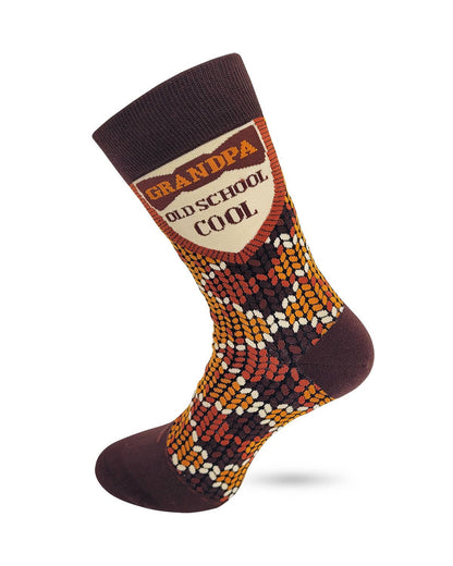 Fabdaz - Grandpa Old School Cool Men's Novelty Crew Socks