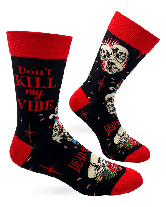 Fabdaz - Don't Kill My Vibe Dead Serious Men's Novelty Crew Socks