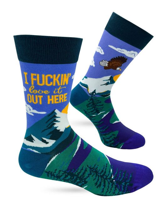 Fabdaz - I Fuckin' Love it Out Here Men's Novelty Crew Socks
