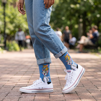 The Big Cheese: Tom & Jerry Blue Floral Socks