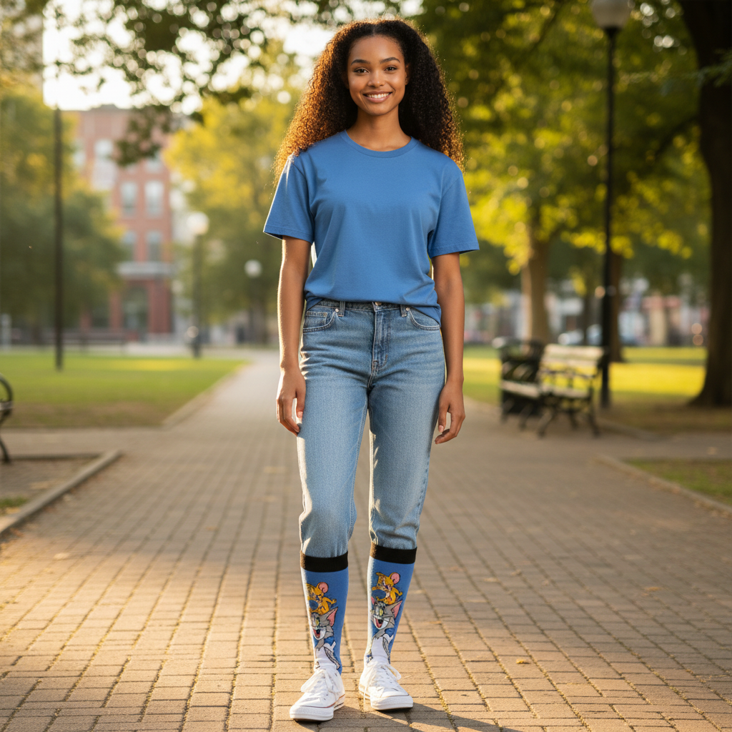 The Big Cheese: Tom & Jerry Blue Floral Socks