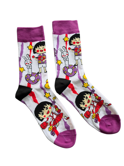 "Chibi Charm" Maruko-chan Graphic Crew Socks