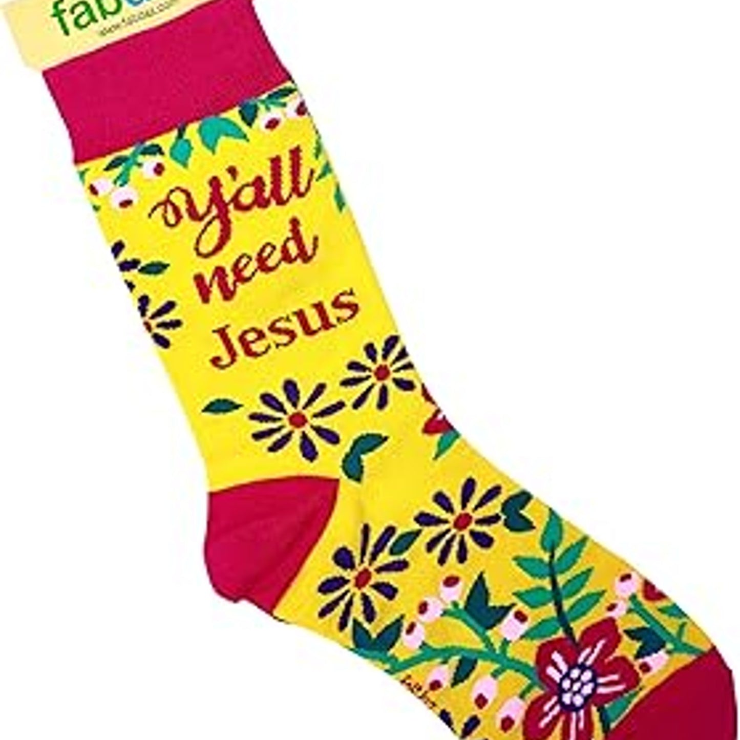 Fabdaz Funny Novelty Crew Socks - Y All Need Jesus