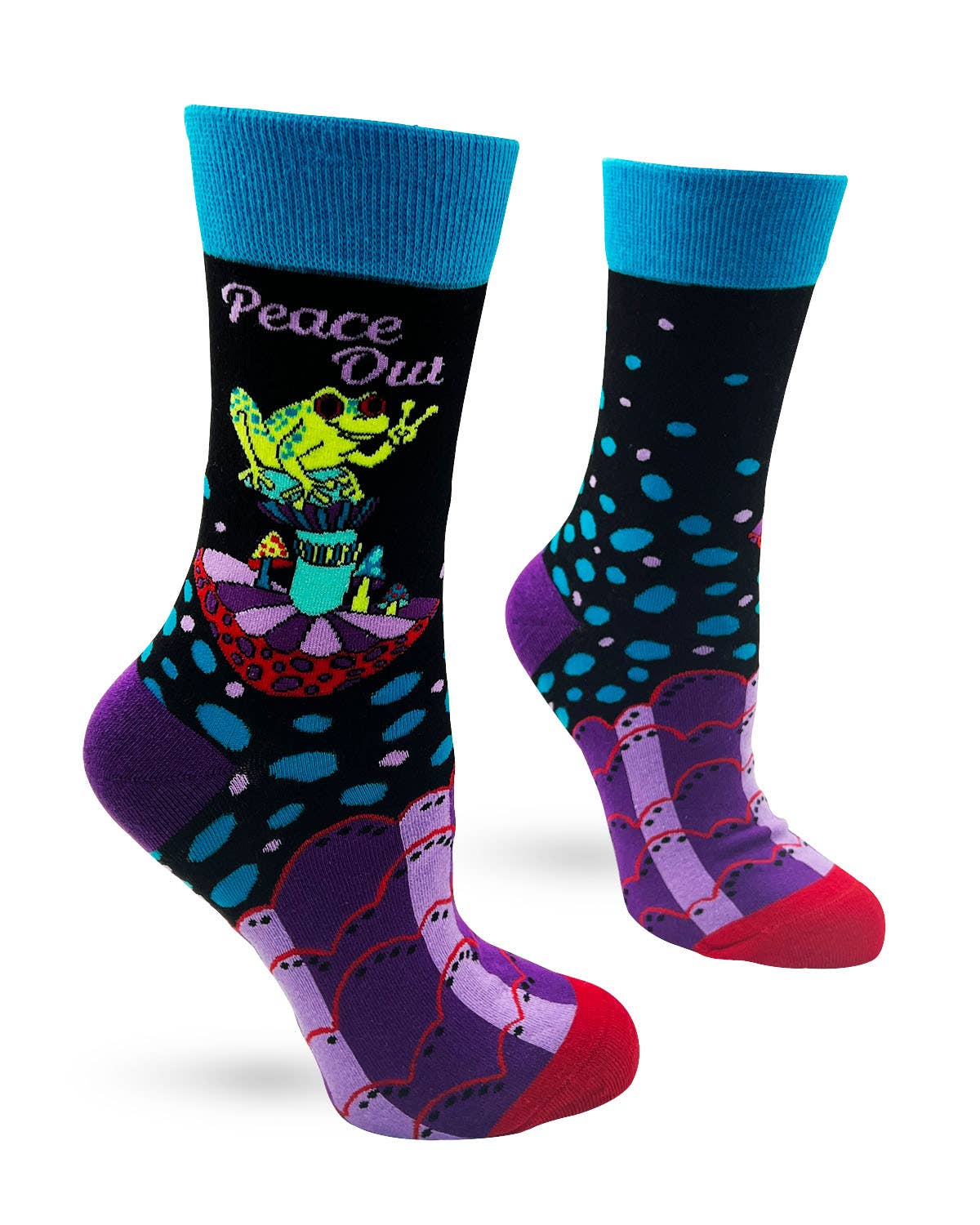 Fabdaz - Peace Out Frog Women's Novelty Crew Socks