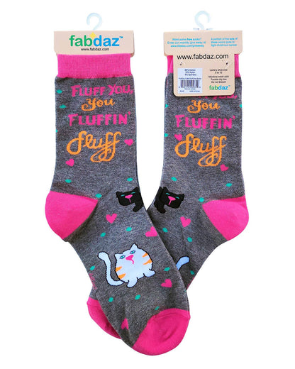 Fabdaz - Fluff You You Fluffin' Fluff Sassy Women's Crew Socks with Cats