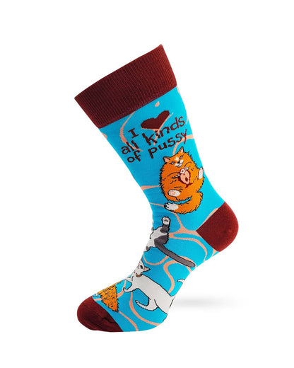 Fabdaz - I Love All Kinds of Pussy Men's Novelty Crew Socks