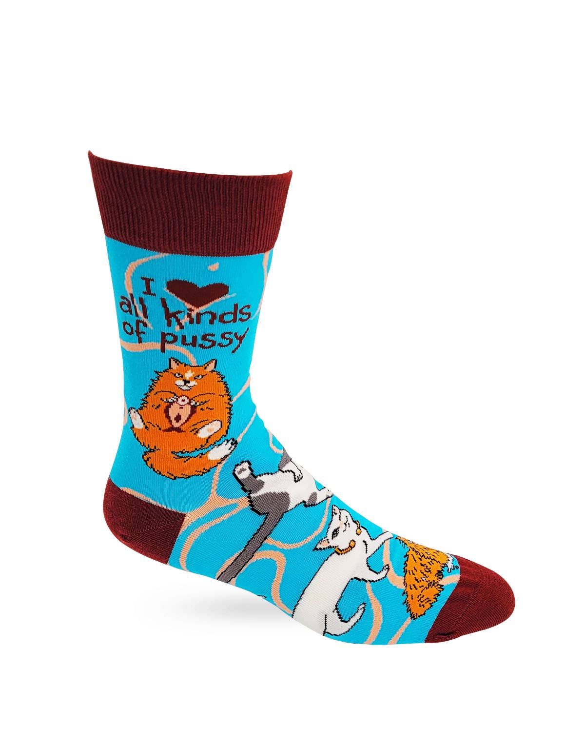 Fabdaz - I Love All Kinds of Pussy Men's Novelty Crew Socks