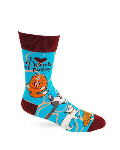 Fabdaz - I Love All Kinds of Pussy Men's Novelty Crew Socks