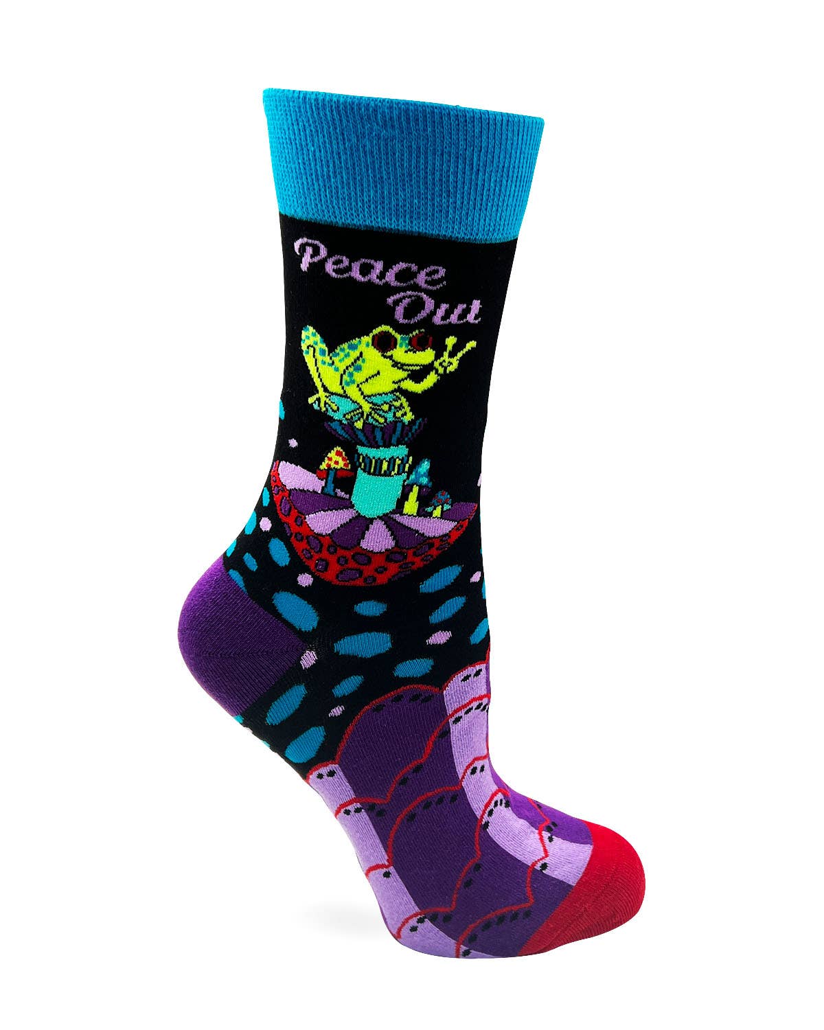 Fabdaz - Peace Out Frog Women's Novelty Crew Socks