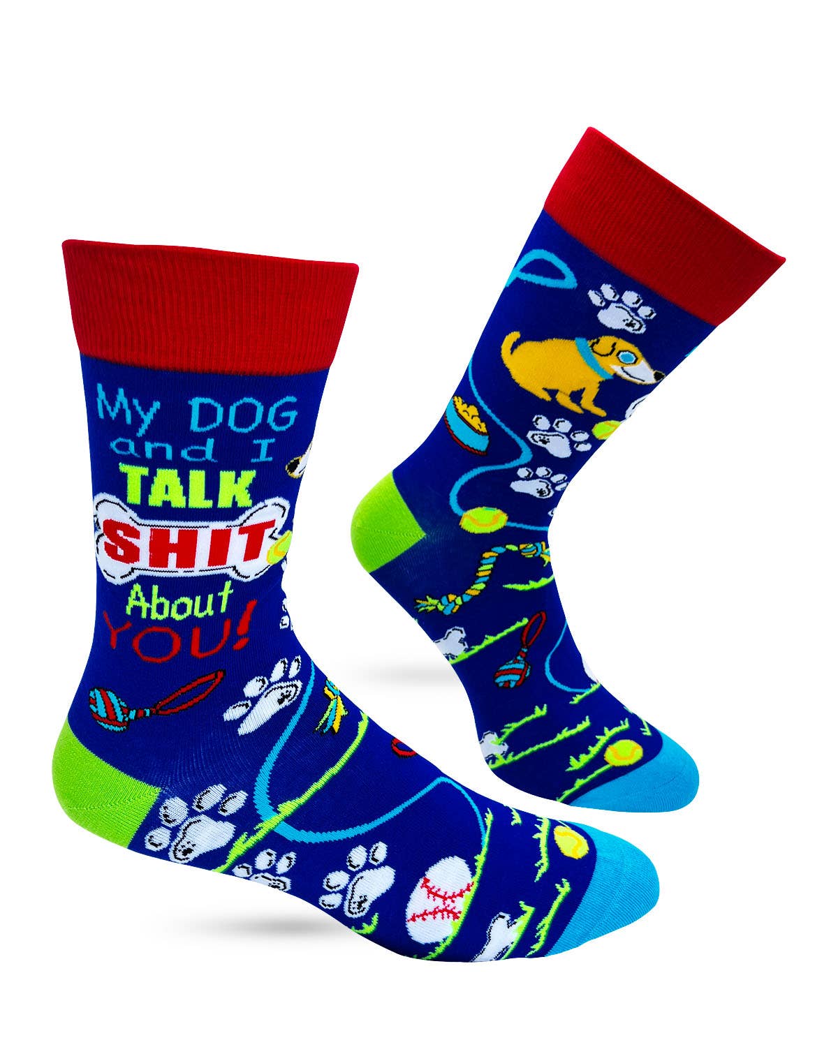 Fabdaz - My Dog and I Talk Shit About You Men's Novelty Crew Socks