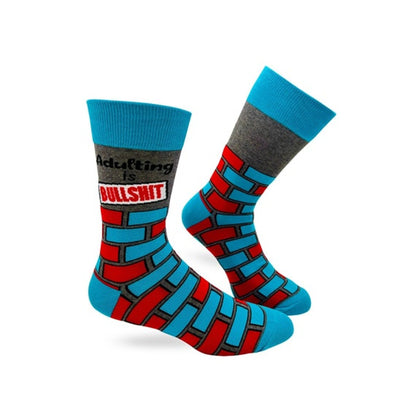 Fabdaz Men's Novelty Crew Socks - Adulting Is Bullsh-t