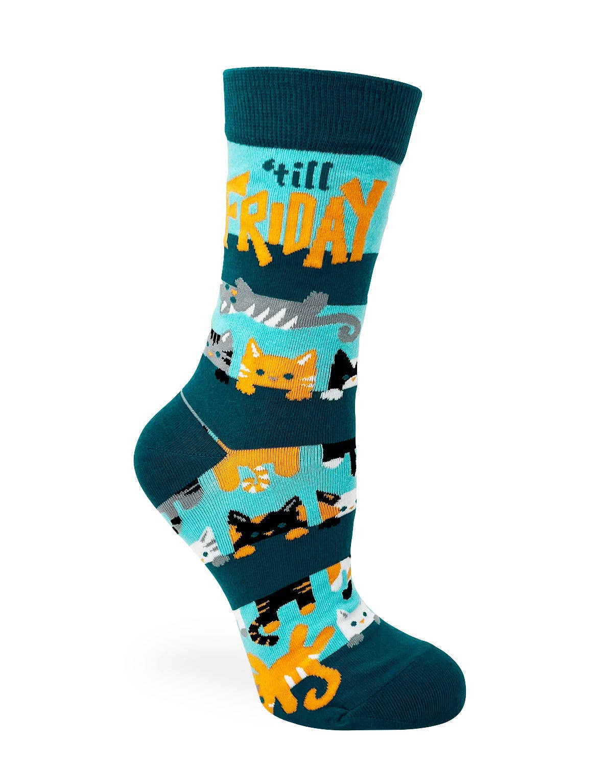 Fabdaz - Hangin' on 'till Friday Ladies' Crew Socks Featuring Cute Ca
