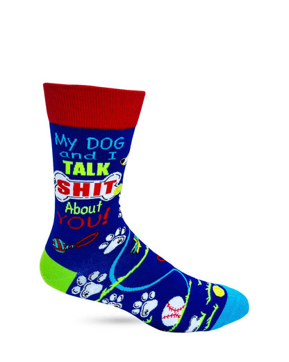 Fabdaz - My Dog and I Talk Shit About You Men's Novelty Crew Socks