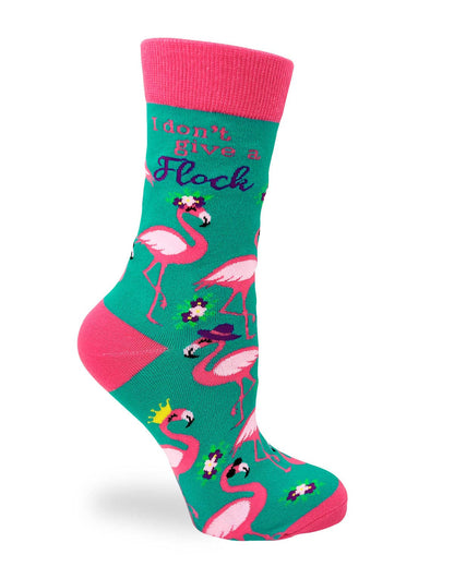 Fabdaz - I Don't Give a Flock Women's Crew Socks Featuring Pink Flami