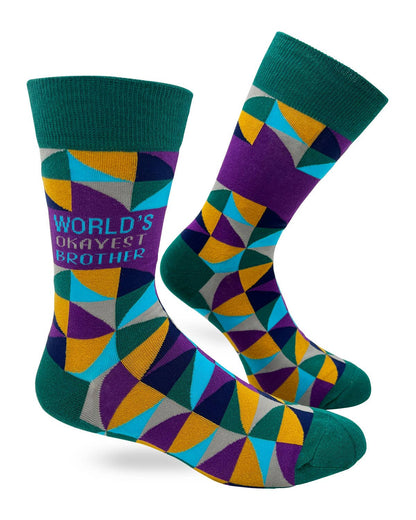 Fabdaz - World's Okayest Brother Men's Novelty Crew Socks