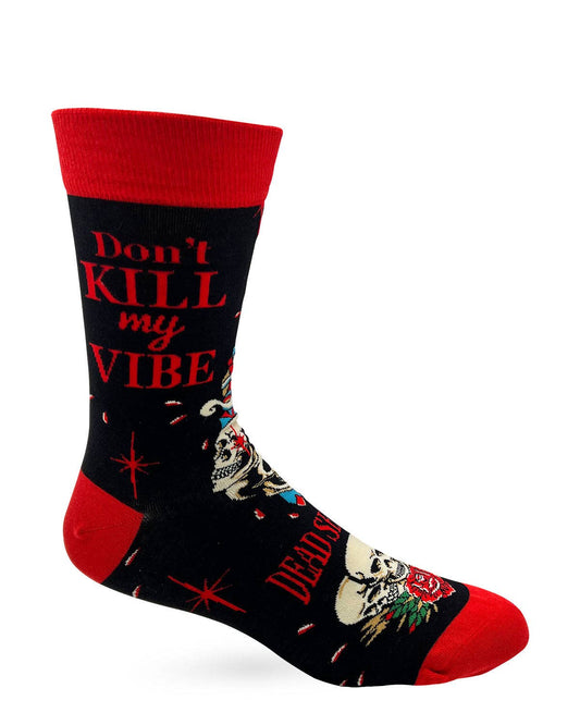 Fabdaz - Don't Kill My Vibe Dead Serious Men's Novelty Crew Socks