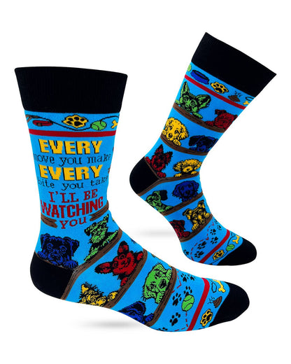 Fabdaz - Every Move You Make, Every Bite You Take I'll Be Watching You Men's Novelty Crew Socks