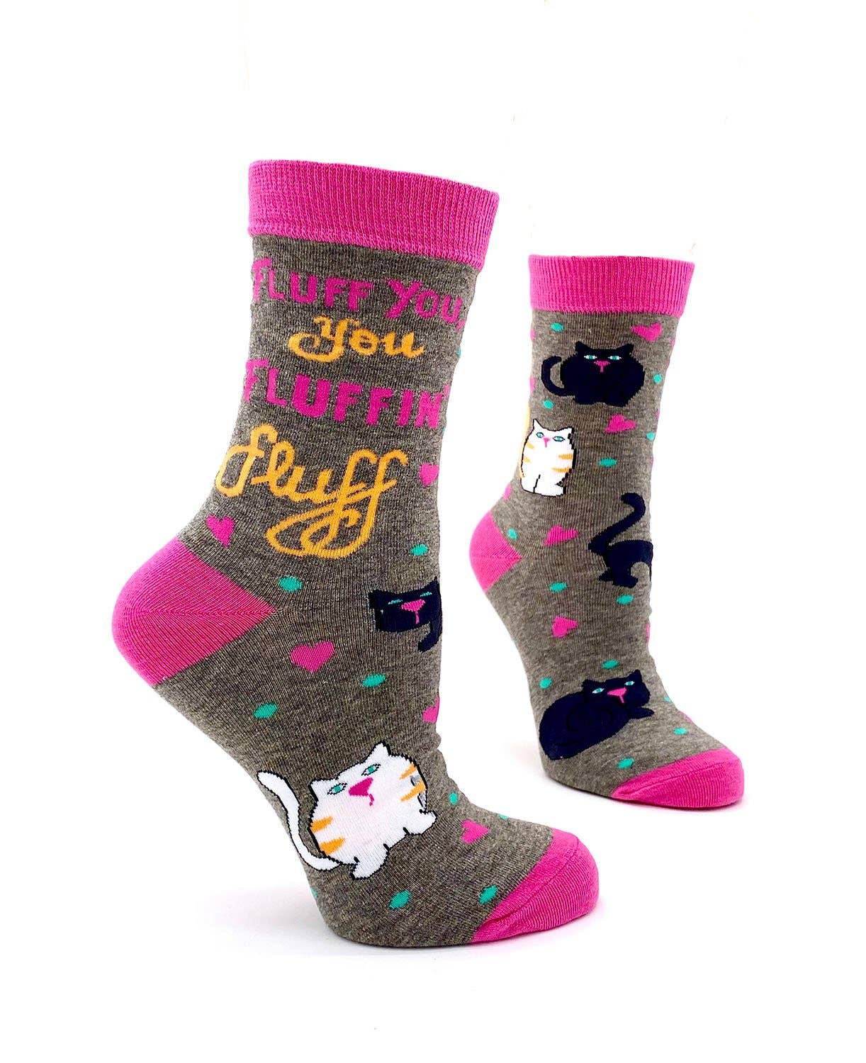 Fabdaz - Fluff You You Fluffin' Fluff Sassy Women's Crew Socks with Cats
