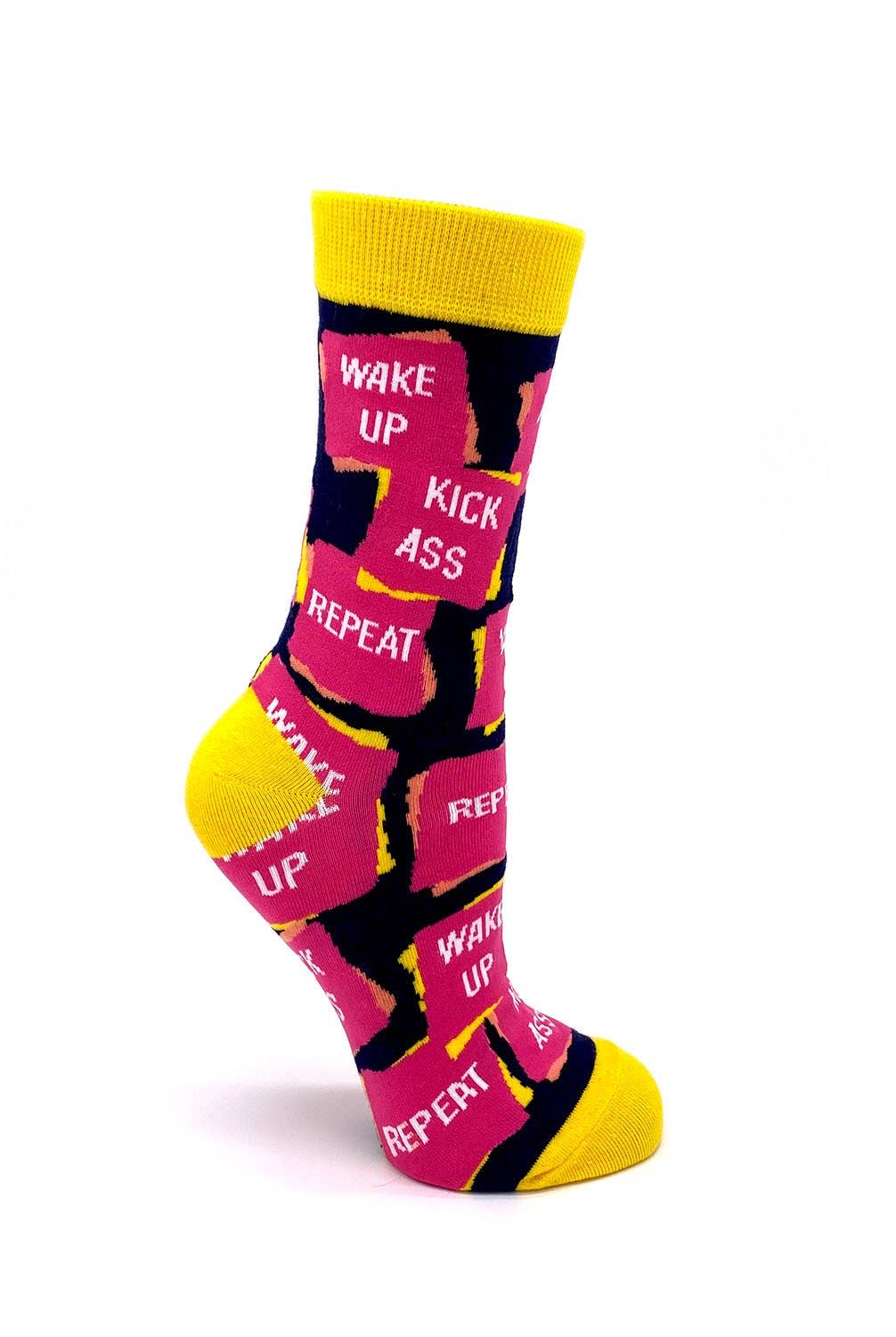 Fabdaz - Wake Up Kick Ass Repeat Women's Crew Socks