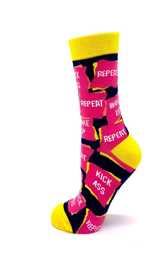 Fabdaz - Wake Up Kick Ass Repeat Women's Crew Socks