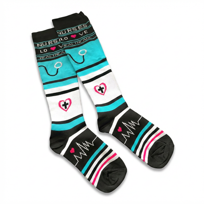 Nurses Love Knee-High Compression Socks (Teal)