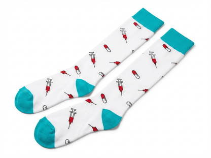 Shot of Support Knee-High Compression Socks (White/Teal)