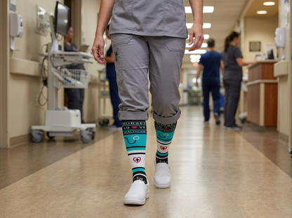 Nurses Love Knee-High Compression Socks (Teal)