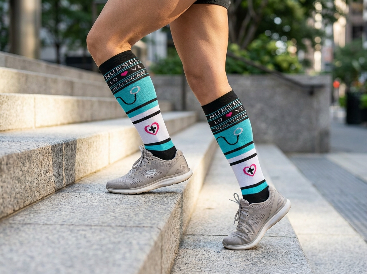 Nurses Love Knee-High Compression Socks (Teal)