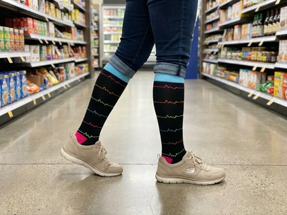 Work & Recovery Neon Pulse Knee-High Compression Socks – 20–30 mmHg