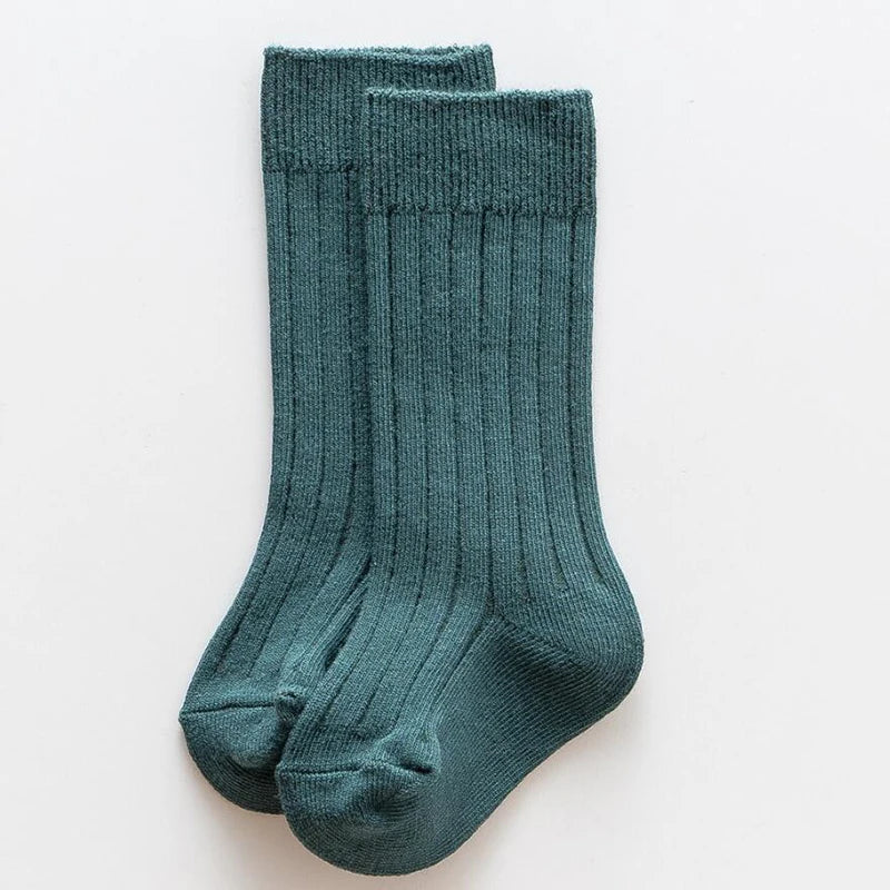 Ribbed Kids Knee-High Socks — Soft Cotton Baby Socks in 13 Colors