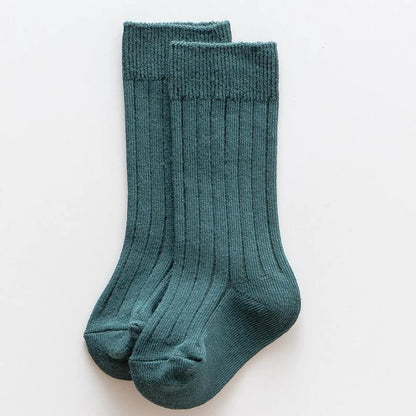 Ribbed Kids Knee-High Socks — Soft Cotton Baby Socks in 13 Colors