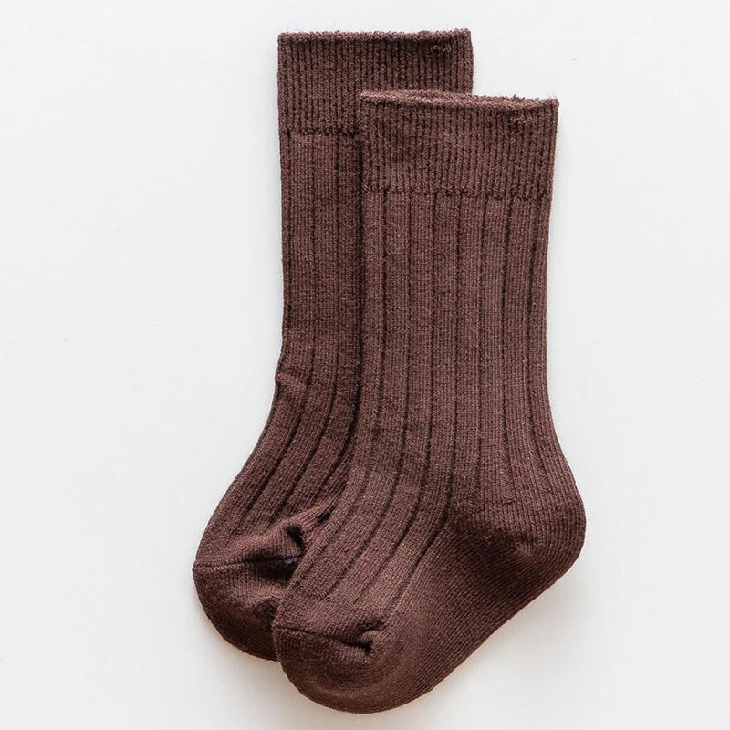 Ribbed Kids Knee-High Socks — Soft Cotton Baby Socks in 13 Colors