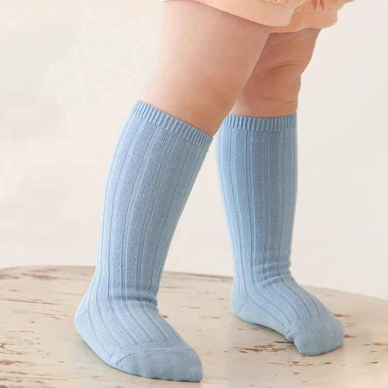 Ribbed Kids Knee-High Socks — Soft Cotton Baby Socks in 13 Colors