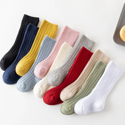 Ribbed Kids Knee-High Socks — Soft Cotton Baby Socks in 13 Colors