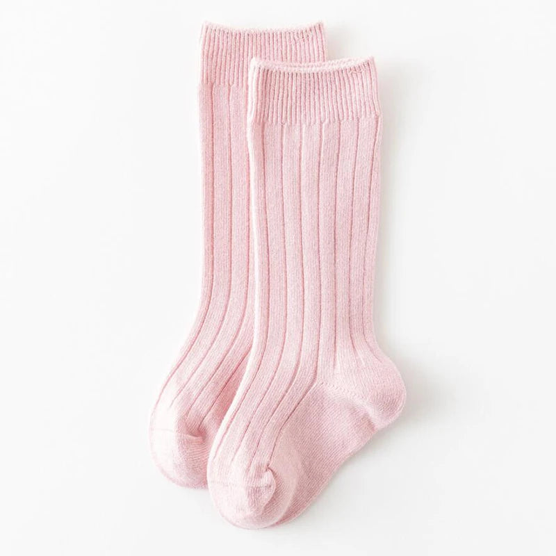 Ribbed Kids Knee-High Socks — Soft Cotton Baby Socks in 13 Colors