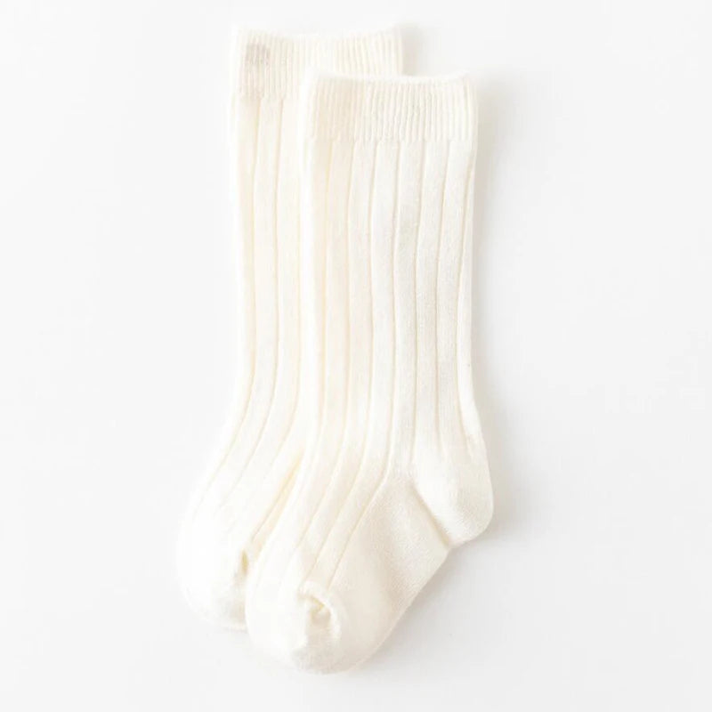 Ribbed Kids Knee-High Socks — Soft Cotton Baby Socks in 13 Colors