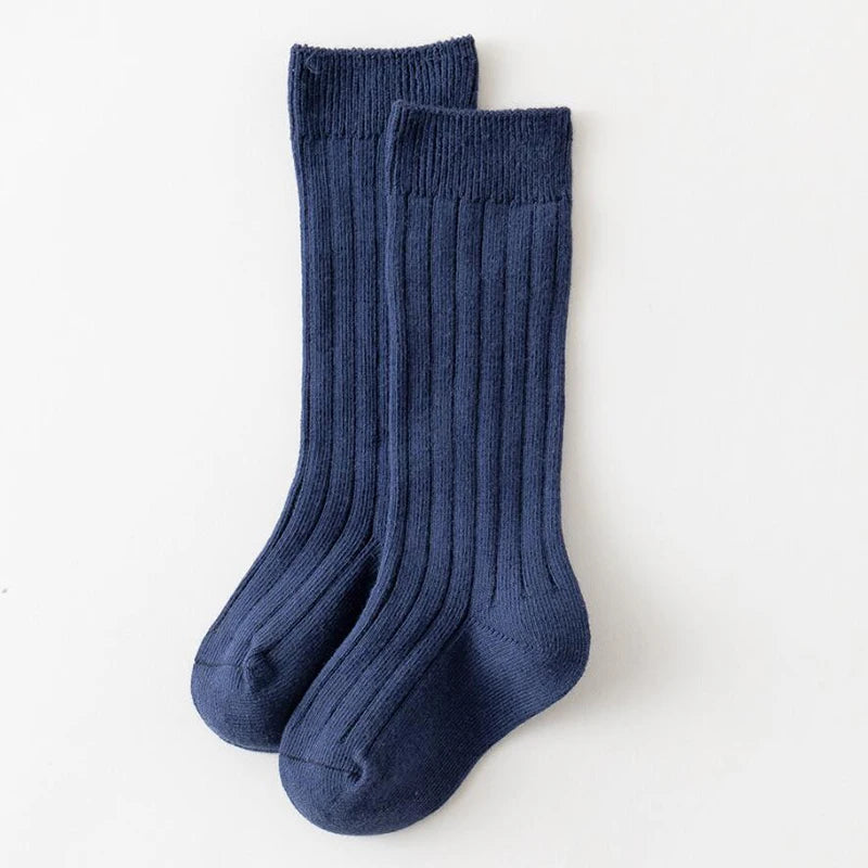 Ribbed Kids Knee-High Socks — Soft Cotton Baby Socks in 13 Colors
