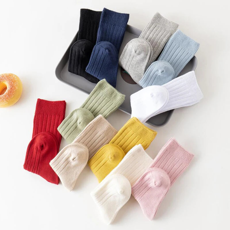 Ribbed Kids Knee-High Socks — Soft Cotton Baby Socks in 13 Colors
