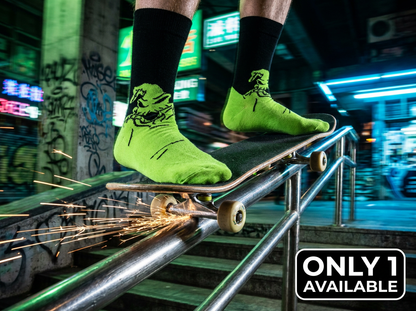 "Oogie’s Gamble" Neon Green Crew Socks