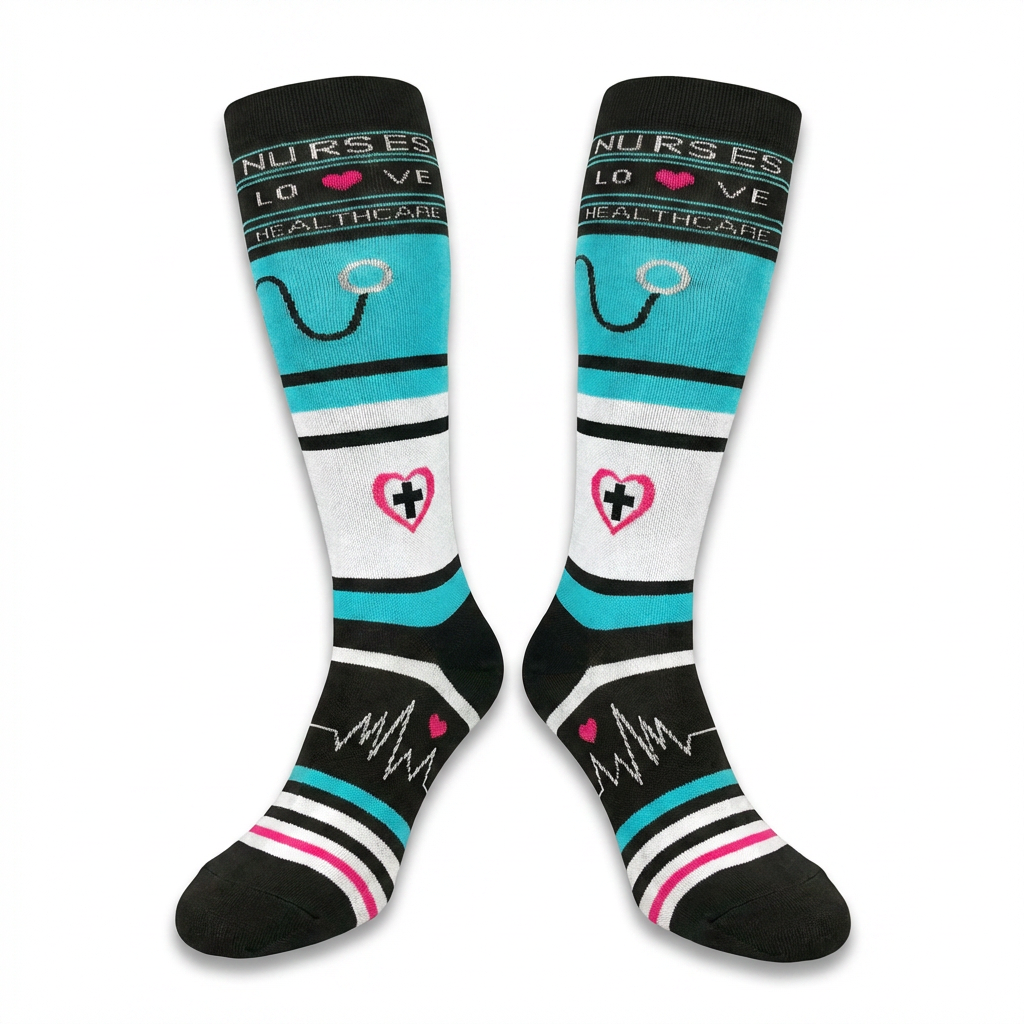 Nurses Love Knee-High Compression Socks (Teal)