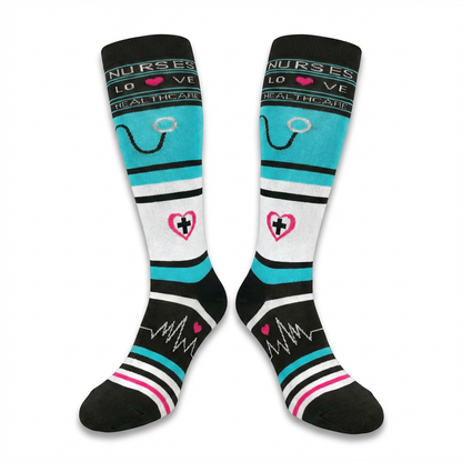 Nurses Love Knee-High Compression Socks (Teal)