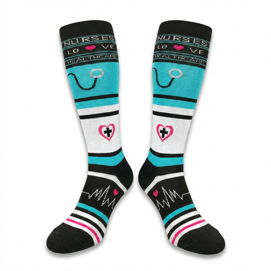 Nurses Love Knee-High Compression Socks (Teal)