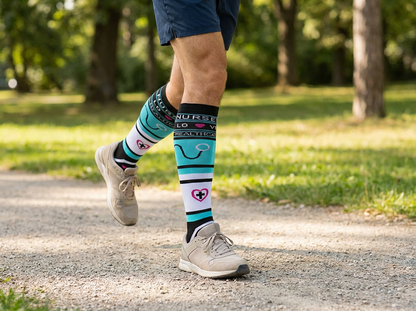 Nurses Love Knee-High Compression Socks (Teal)