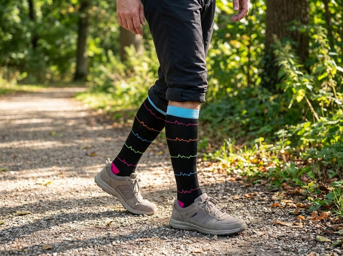 Work & Recovery Neon Pulse Knee-High Compression Socks – 20–30 mmHg
