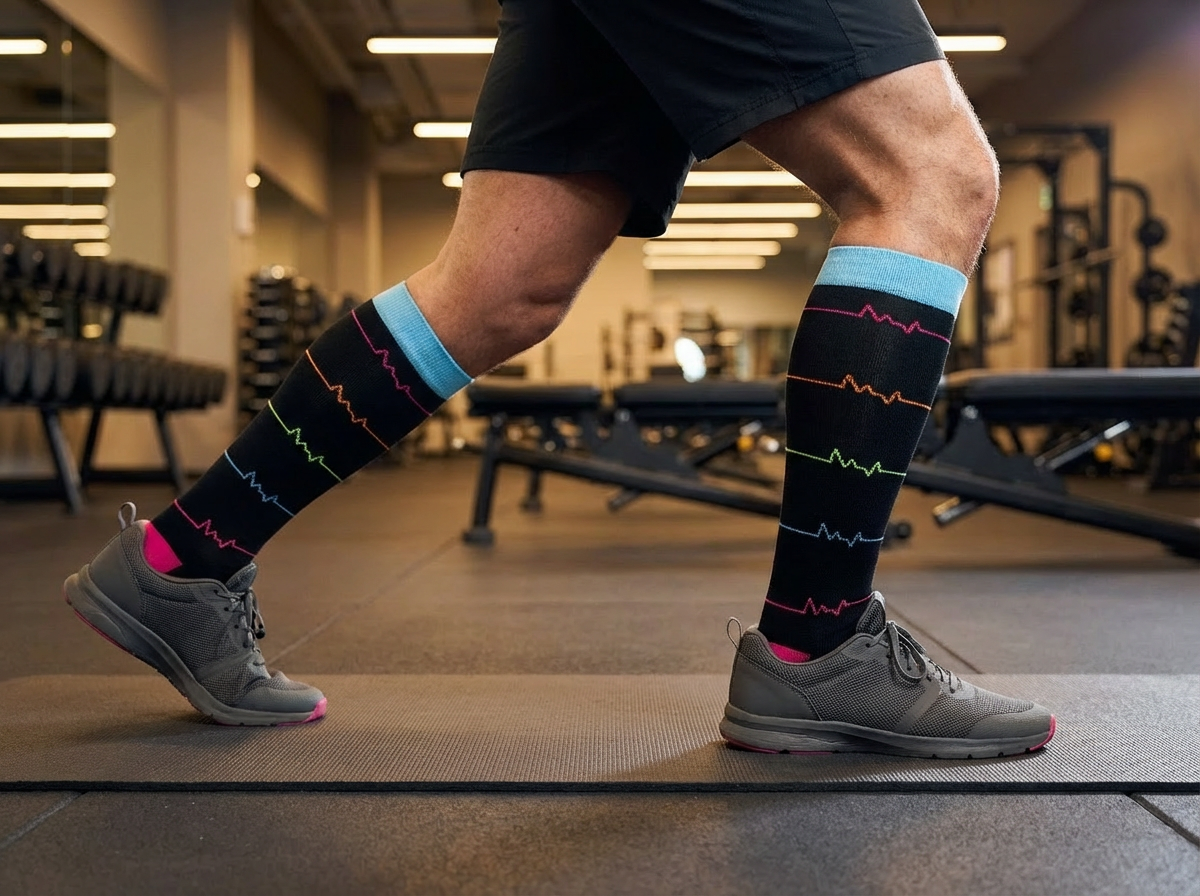 Work & Recovery Neon Pulse Knee-High Compression Socks – 20–30 mmHg