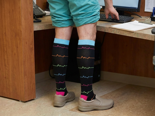 Work & Recovery Neon Pulse Knee-High Compression Socks – 20–30 mmHg