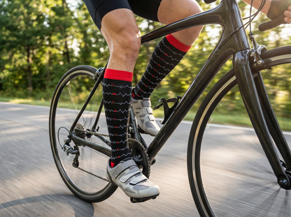 Heartbeat EKG Knee-High Compression Socks (Black/Red)