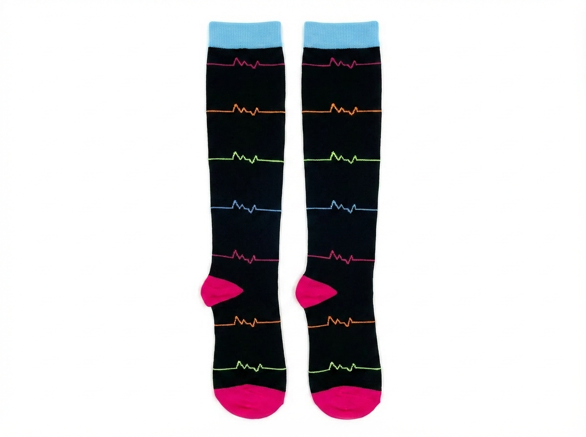 Work & Recovery Neon Pulse Knee-High Compression Socks – 20–30 mmHg